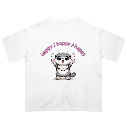 ハッピーな猫 オーバーサイズTシャツ