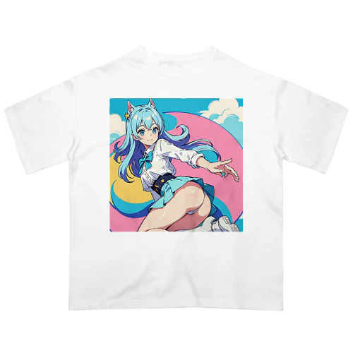 魔法ネコ少女 オーバーサイズTシャツ