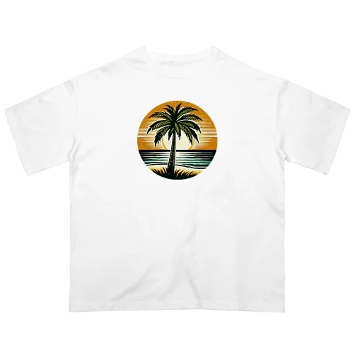 パームツリーと夕陽 Oversized T-Shirt