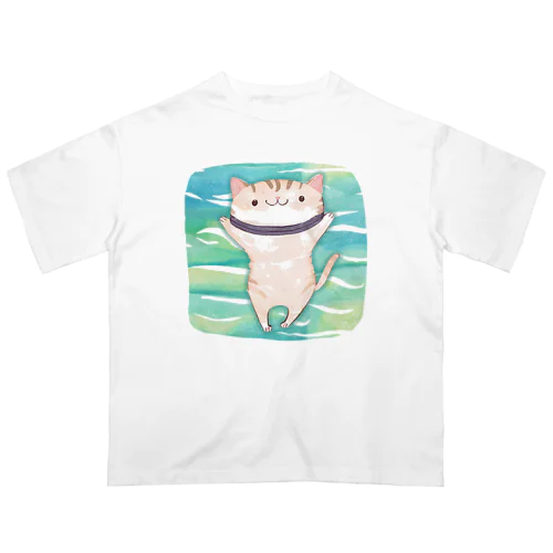 泳ぎたい　ねこ Oversized T-Shirt