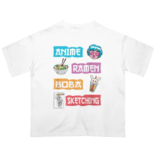 アニメラーメンボバスケッチング - かわいいアニメ愛好者のギフト オーバーサイズTシャツ