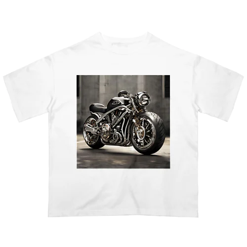 メカニカルアート：近未来デザインのオートバイ オーバーサイズTシャツ