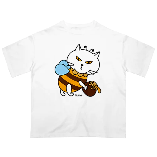 ミツバチのアルバイト中にゃんこ オーバーサイズTシャツ