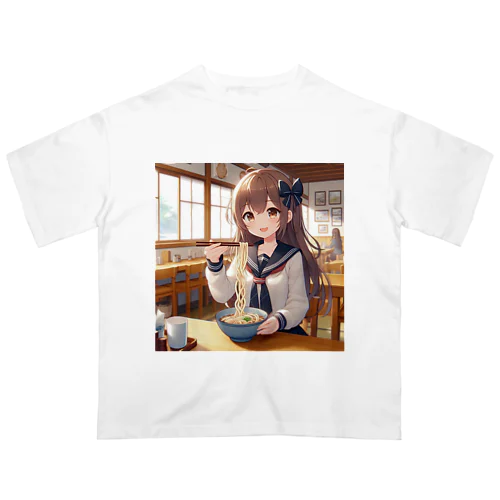 うどんを食べるjk オーバーサイズTシャツ