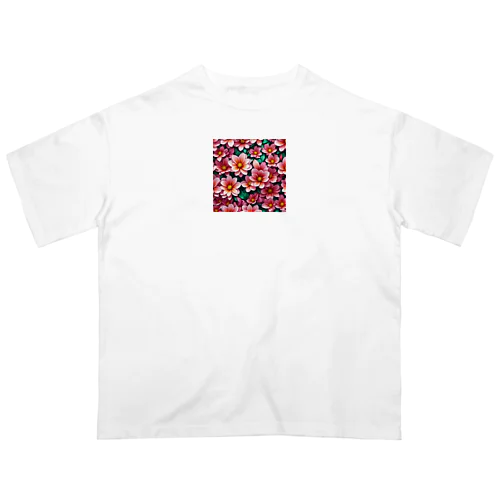 赤い花 オーバーサイズTシャツ