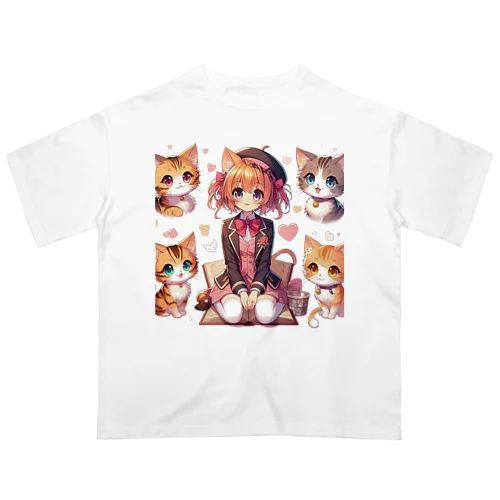 大好きな猫に囲まれて オーバーサイズTシャツ