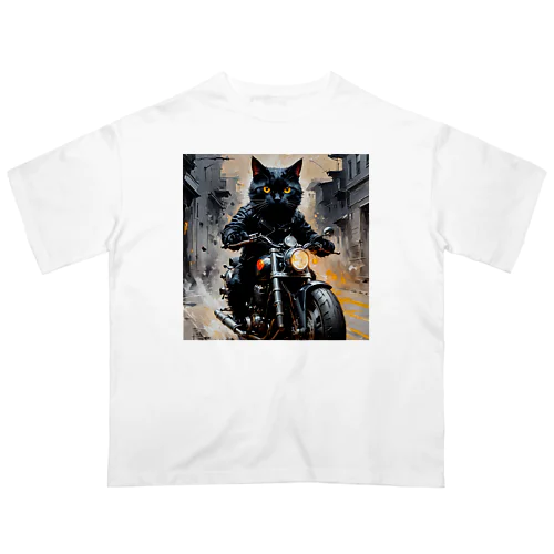 ファンキーな黒猫 オーバーサイズTシャツ