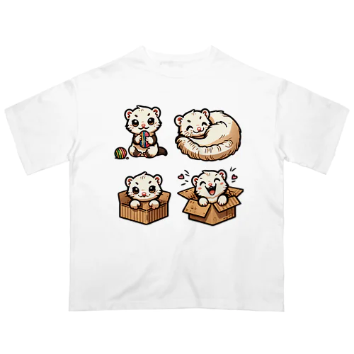 かわいいフェレットおはよう！！ オーバーサイズTシャツ