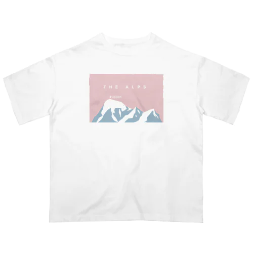 アルプスとシロクマ(背景有り　マジックアワー) オーバーサイズTシャツ