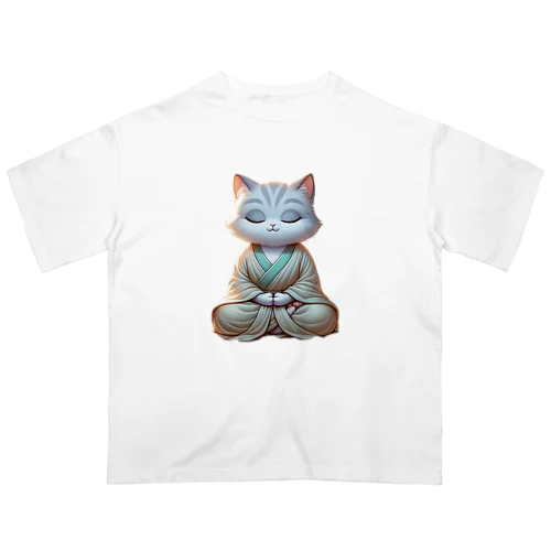 瞑想している猫菩薩 Oversized T-Shirt