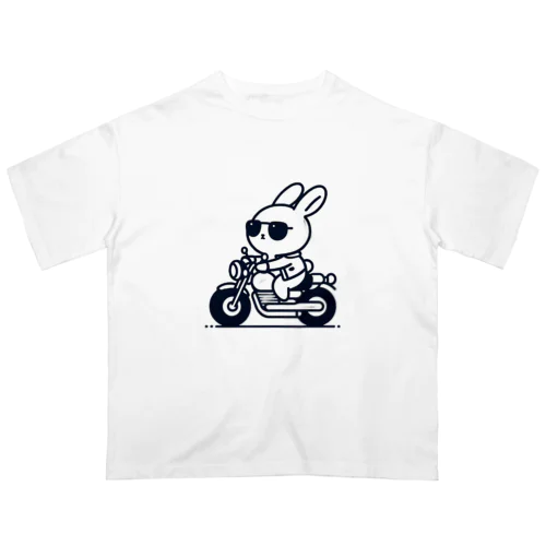 バイクに乗ったうさぎ オーバーサイズTシャツ