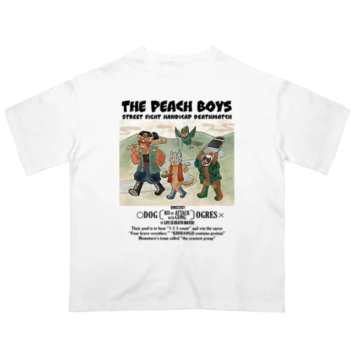 THE PEACH BOYS　最狂チーム桃太郎　黒文字 Oversized T-Shirt