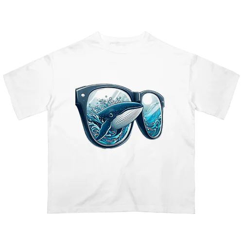 クジラのメガネ：海中の視界 オーバーサイズTシャツ