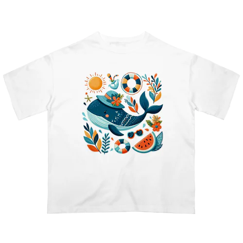 夏かわいいクジラ オーバーサイズTシャツ