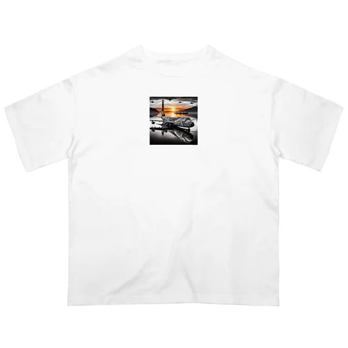 アート飛行機 オーバーサイズTシャツ