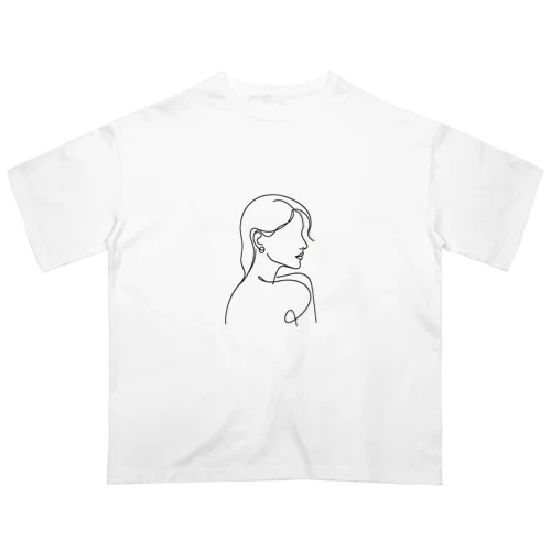 一筆書き風景アート9 オーバーサイズTシャツ