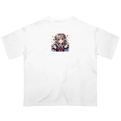 エルフ　美少女　セーラー服　アイドル Oversized T-Shirt