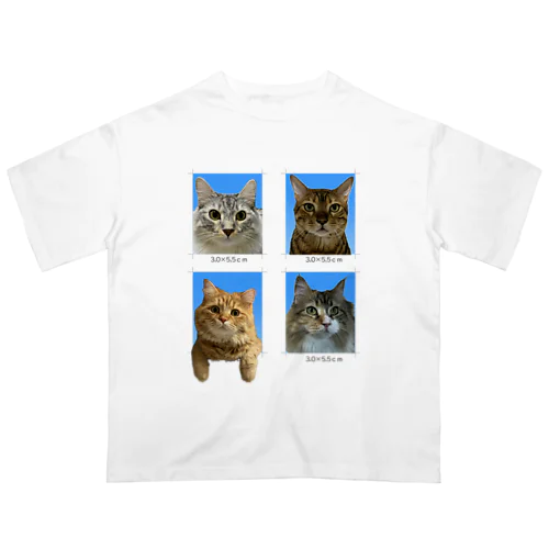 我が猫証明写真グッズ オーバーサイズTシャツ