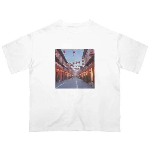 レトロ中華街の風景 オーバーサイズTシャツ