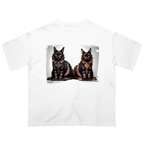 二匹の黒猫 オーバーサイズTシャツ