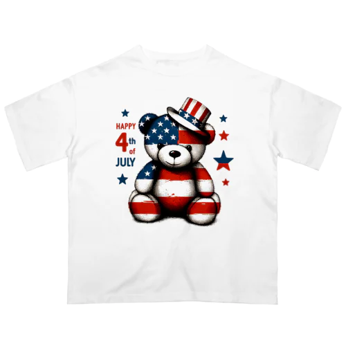 アメリカ独立記念日テディベア Happy 4th of July Oversized T-Shirt