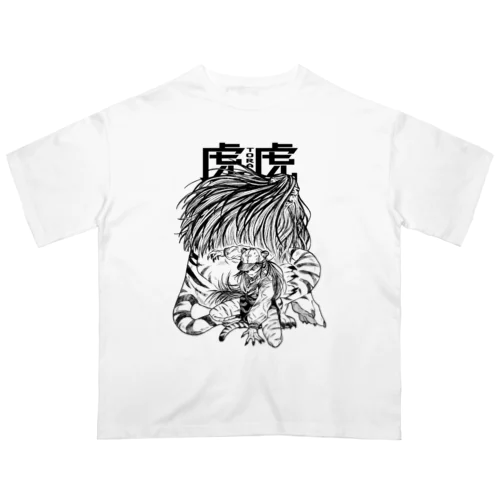 虎虎 / 黒文字 オーバーサイズTシャツ