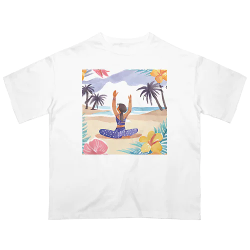 ハワイで砂浜ヨガ オーバーサイズTシャツ