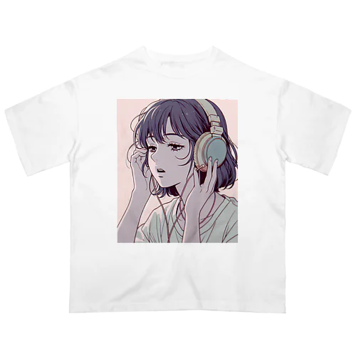 ヘッドフォンをしている女の子 オーバーサイズTシャツ