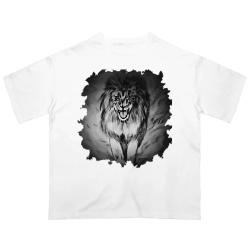 ライオン　アートアニマル　モノクロ Oversized T-Shirt