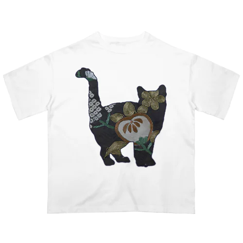 和風Catシルエット 着物柄Ⅴ Oversized T-Shirt