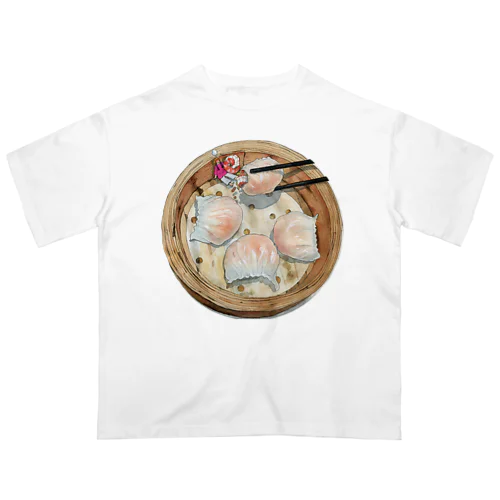 飲茶の点心シリーズ2「蝦餃（えび蒸し餃子）」 オーバーサイズTシャツ