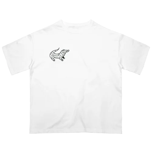 ワニシリーズ2白黒のワニ Oversized T-Shirt