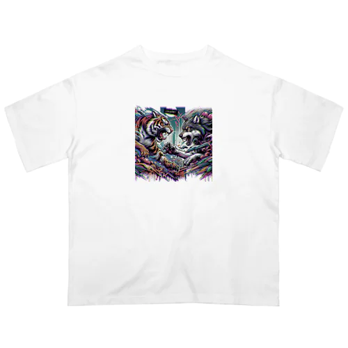 グラフティ Tiger VS Wolf 🥊 オーバーサイズTシャツ