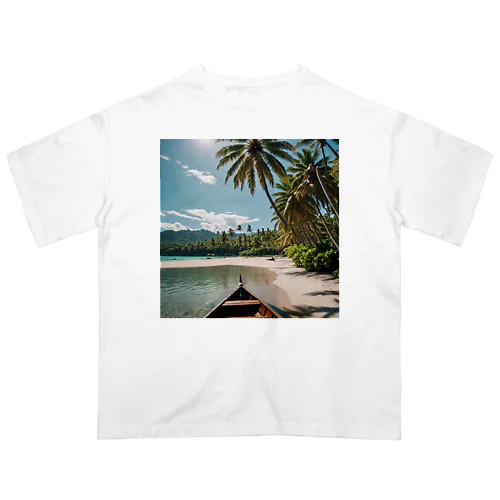 カヌーとヤシの木 オーバーサイズTシャツ