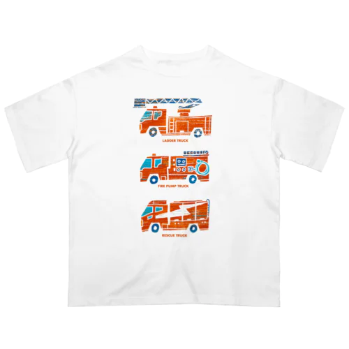 消防車（はしご車、ポンプ車、レスキュー車） Oversized T-Shirt