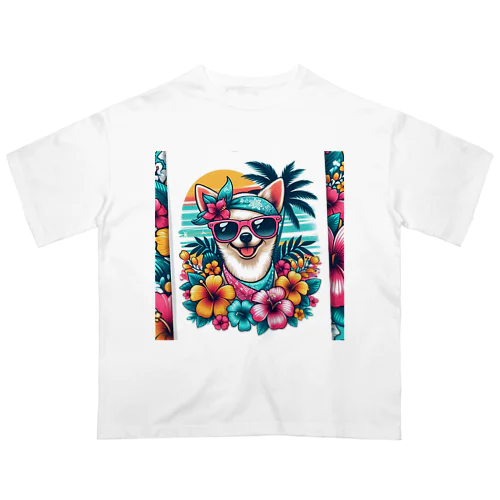 アロハ　犬2 オーバーサイズTシャツ