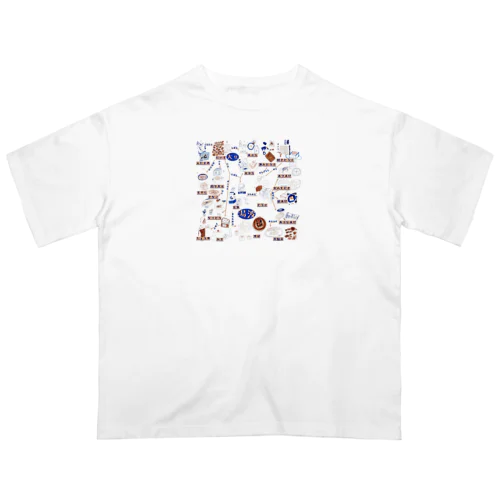 日光　大豆相関図（ゆば・湯波） オーバーサイズTシャツ