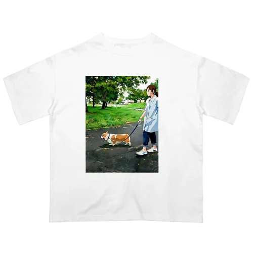 おさんぽコーギー Oversized T-Shirt