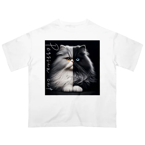 Persian cat　Silver&Black Oversized T-Shirt