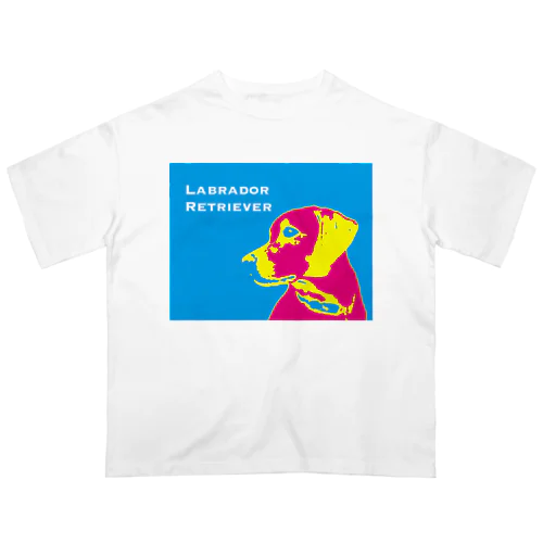 ラブラドール　抽象化ピンク×ブルー Oversized T-Shirt