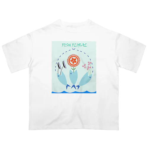 FISH FLORAL (魚の花かご） オーバーサイズTシャツ