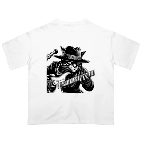 ブルースギターネコ Oversized T-Shirt
