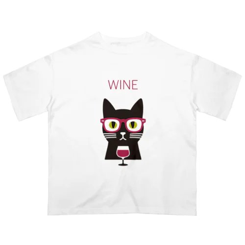 ワイン ネコ Oversized T-Shirt