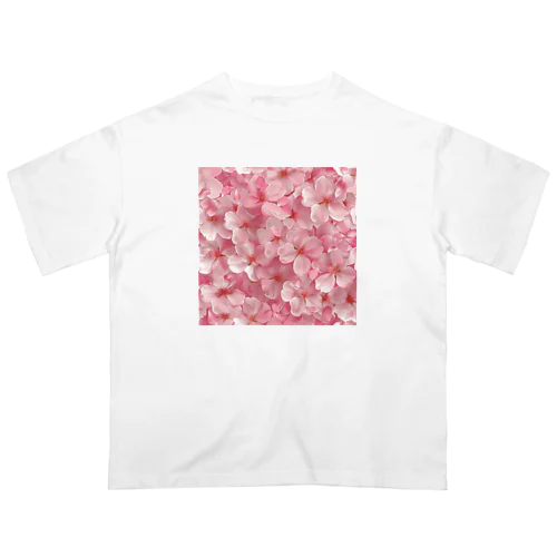 ピンクの花綺麗 オーバーサイズTシャツ