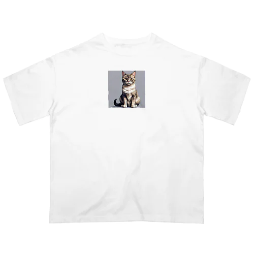 座っている猫 オーバーサイズTシャツ