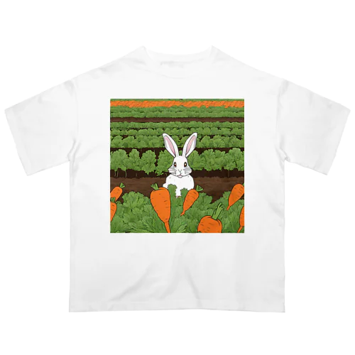 人参畑のウサギさん オーバーサイズTシャツ