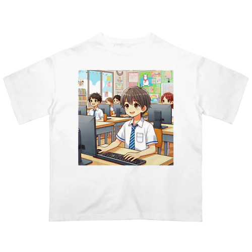 男の子　中学1年生　パソコン部 オーバーサイズTシャツ