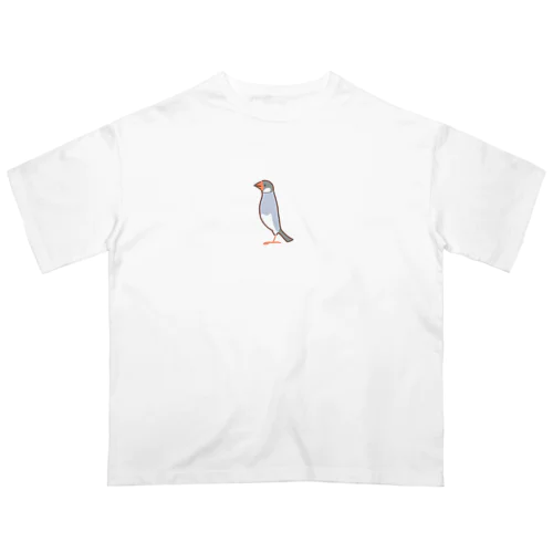 のぞき文鳥(シルバー) オーバーサイズTシャツ