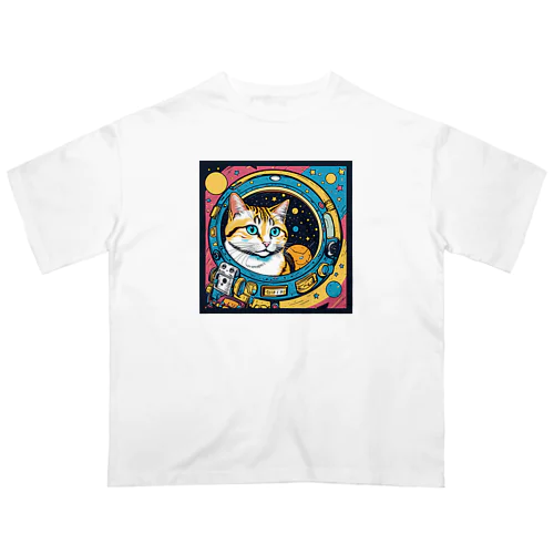 猫　カラフルアート Oversized T-Shirt