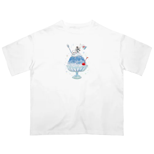 しろくま、ペンギン かき氷（ブルーハワイ） オーバーサイズTシャツ